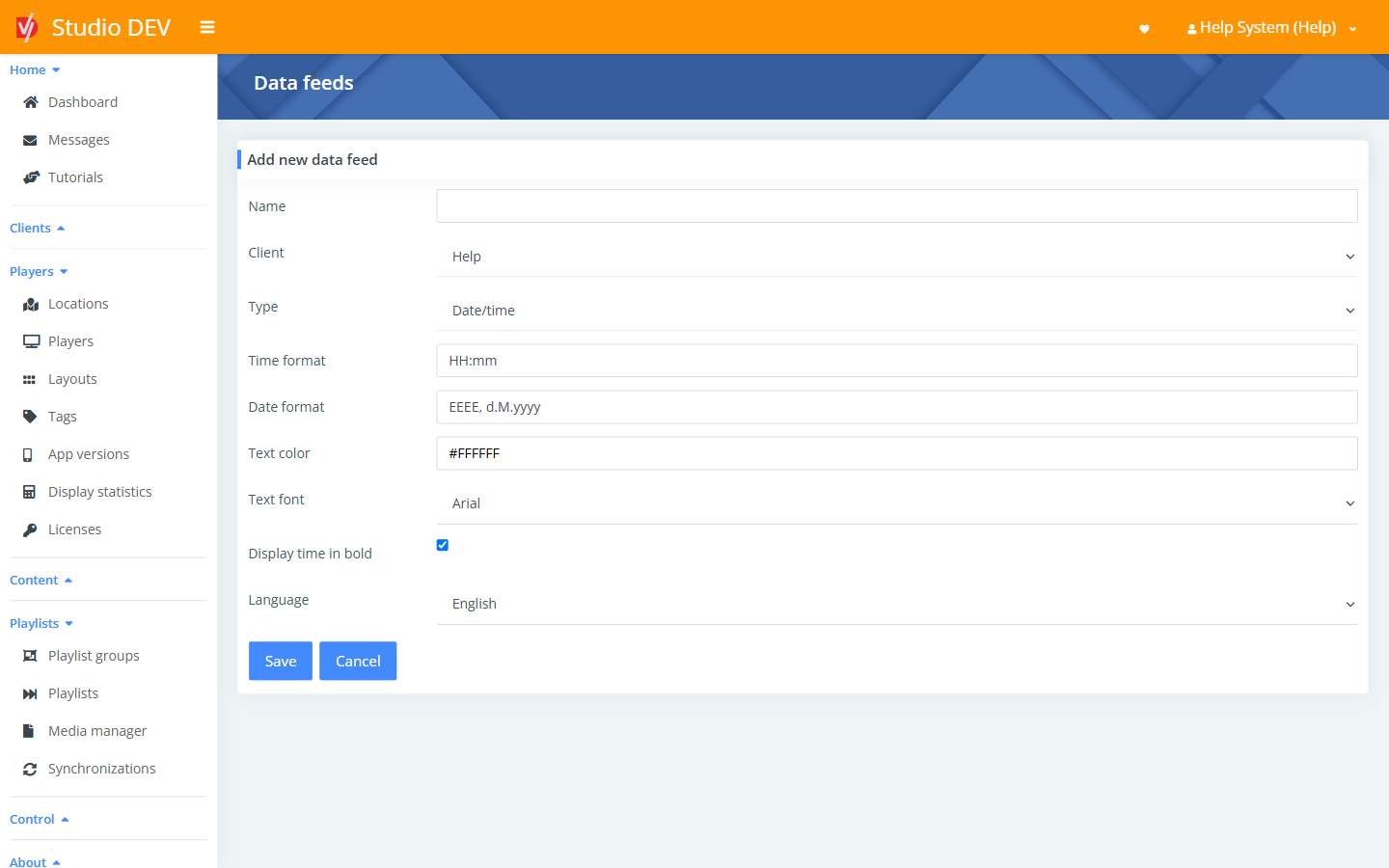 Date/time data feed