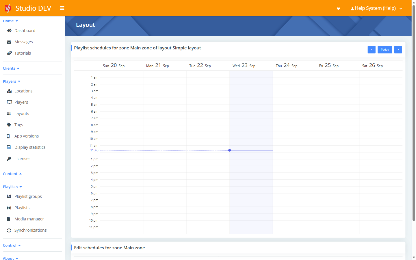 Zone schedules