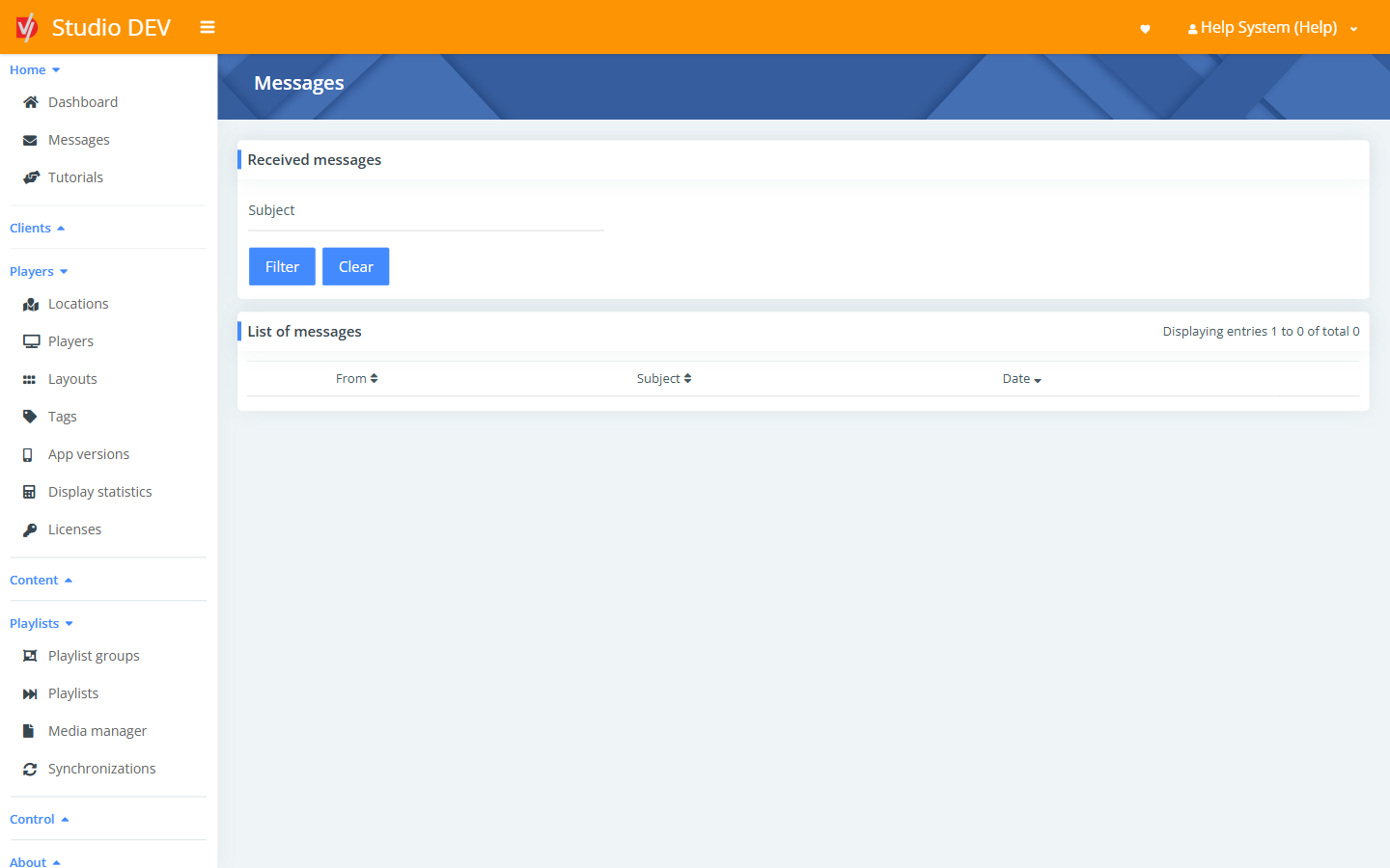 Messages page