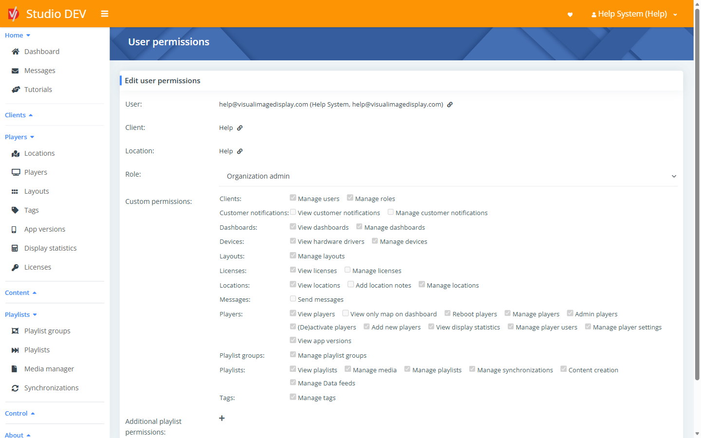 Edit user permission