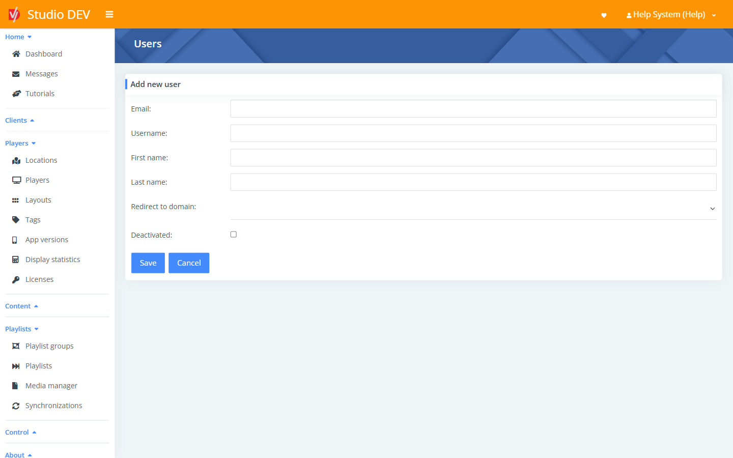 Add new user form