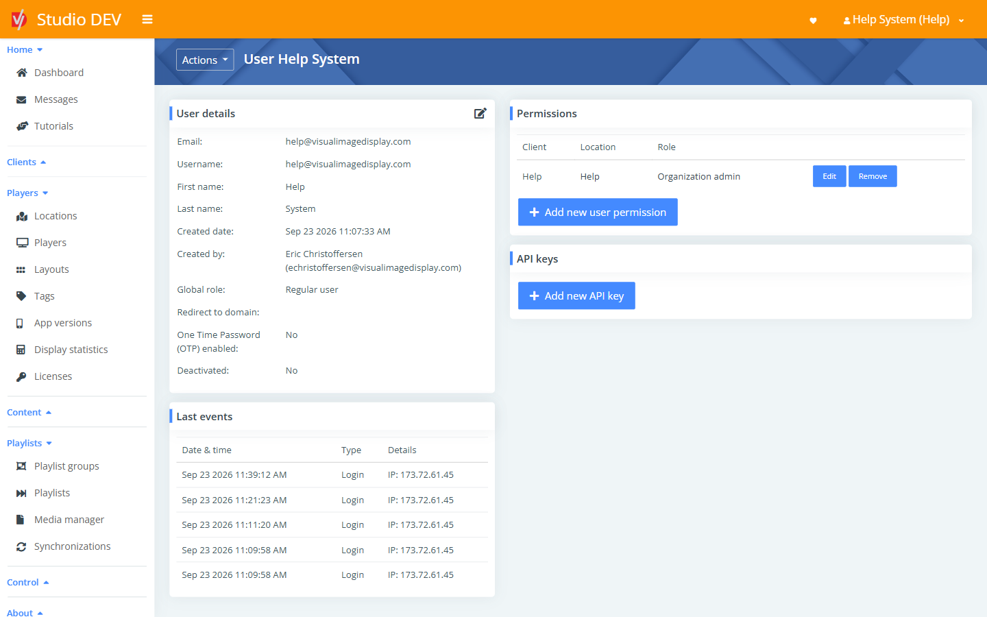 User details