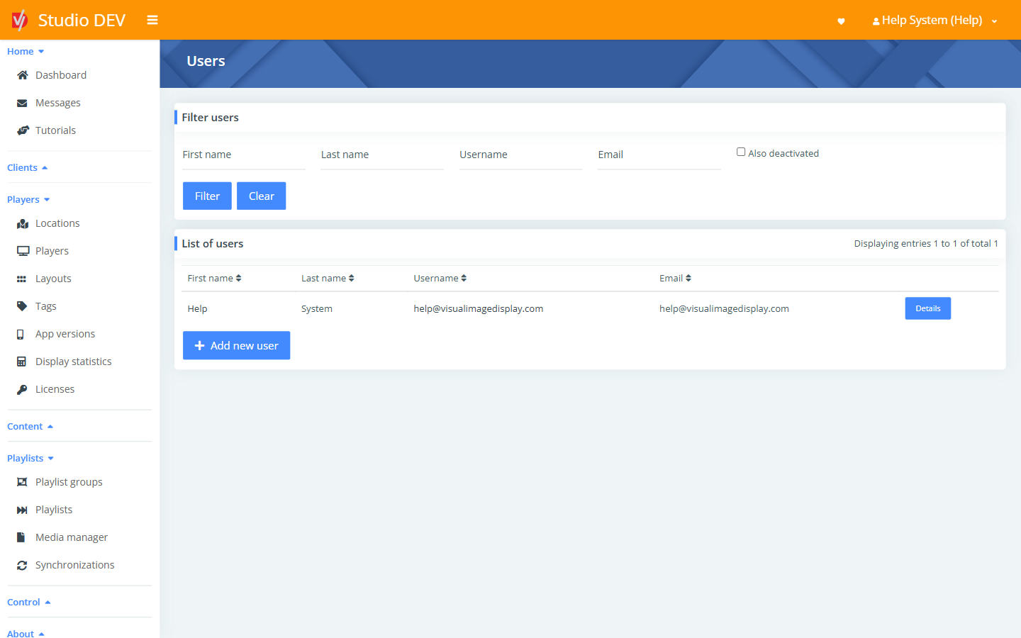Users list