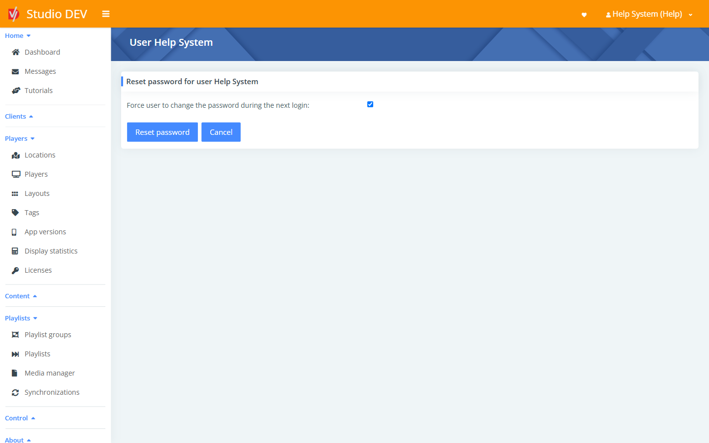 Reset password